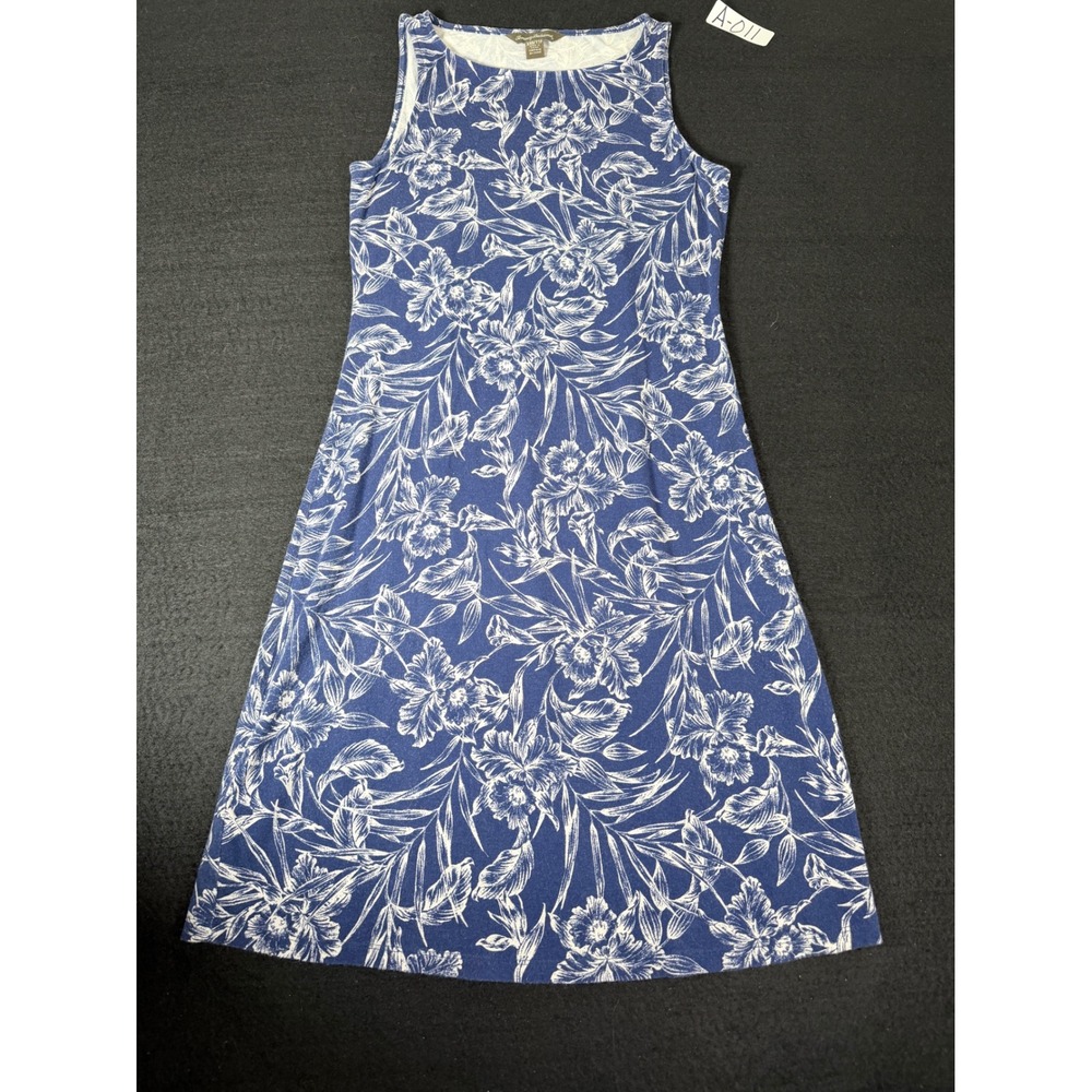 Tommy Bahama Women Blue White Floral Palm Sleeveless Shift Dress XXS